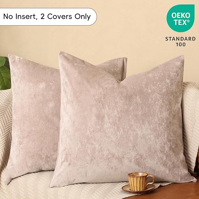 PHF Truly Velvet Euro Sham, 26"x 26",No Insert, 2 Pack Color Gradient Euro Throw Pillow Covers, Ultra Soft Cozy Pillow Covers for Home Decorative, No Shedding, No Pilling, Rose Pink