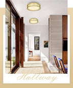 LED Flush Mount Ceiling Light, 12 inch 15W 1100 Lumens Close to Ceiling Light Fixtures, 3000K Warm White, Gold Finish with White Glass Shade, ETL Listed for Kitchen, Hallway, Bedroom