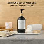 MaisoNovo Glass Hand Soap Dispenser | Dish Soap Dispenser for Kitchen | 16.9oz Black Bottles with Black Bamboo Pump | Bathroom Lotion Dispenser