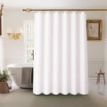 Inhousolu Boho Farmhouse Shower Curtain with Fabric Liner Set, Faux Linen Textured, 12 Metal Hooks Luxury Weighted Hem, Washable Wrinkle Free Bath Curtain for Hotel Bathroom 60" W x 72" L White