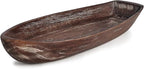 Rustic Wooden Serving Tray, Boat Shape Decorative Tray Vintage Centerpiece, Farmhouse Rustic Trays, Key Tray, Decorative Platter for Countertop Home Decorations- Distressed Brown。(Size M)