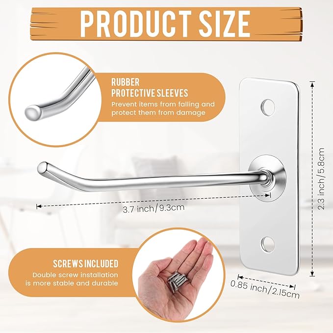 Blulu 100 Pcs Wall Mounted Hanging Single Hook Stainless Steel Tool Hooks Silver Metal Garage Display Hanger Tool for Home Garage Storage Organizer Retail Shop Kitchen Display, 3.6 Inch