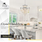 Modern Crystal Chrome Chandelier 15 Lights 24" Round Light Fixture Luxury 5-Tier K9 Crystals Chandelier Contemporary Pendant Lighting for Dinning Room Living Room Foyer Kitchen