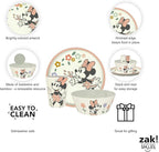 Zak Designs Disney Kids Dinnerware Set 3 Pieces, Durable and Sustainable Melamine Bamboo Plate, Bowl, and Tumbler are Perfect For Dinner Time With Family (Minnie Mouse)