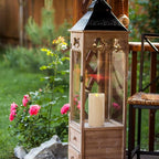 4" x 10" Large Outdoor Flameless Candle with Remote and Timer, Waterproof Battery Operated Flickering LED Pillar Candle for Lanterns, Ivory Plastic, 1 Pack (Battery Not Included)