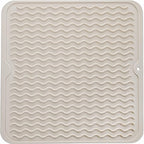 Silicone Dish Drying Mat for Multiple Usage,Easy clean,Eco-friendly,Heat-resistant Silicone Mat for Kitchen Counter or Sink,Refrigerator or Drawer liner Tapioca M 12 inches x 12 inches