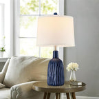 GRUENLICH Ceramic Table Lamp Set of 2 for Nightstand, 22.5" Modern Blue Bedside Lamp with 3 Adjustable Color Temperature, Bedroom Light for Living Room Desk End Table Office (2 LED Bulbs Included)