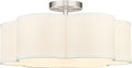 Semi Flush Mount Ceiling Lights, 6-Light 18" Ceiling Light Fixtures with Fabric Shade in Flower Shape, Brushed Nickel Farmhouse Drum Lighting for Nursery Bedroom Kitchen, AD-22007-6SF-SN