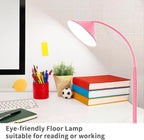 Floor Lamp, 18W Upgraded Bright LED Floor Lamps for Living Room Bedroom with Gooseneck Stepless Dimming & Color 76inch Tall Standing Lamp with Remote & Touch Control Work with Smart Plug (Pink)