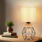Hamilyeah Woven Table Lamps Set of 2, Boho Bedside Lamps with Fabric Shade, Farmhouse Lamps for Night Stands with On/Off Switch, Modern Industrial Desk Lamps for Bedroom, Living Room, Office