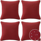Decorative Outdoor Water Repellent Throw Pillows with Inserts, Set of 4, 18" x18" Pillows for Patio, Backyard, Bed, Couch, and Patio Furniture, Red
