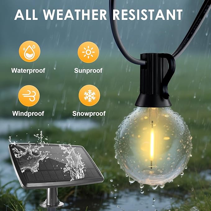 240FT Solar String Lights Outdoor Waterproof with Remote, G40 Solar Powered String Lights with 80+3 LED Shatterproof Bulbs, Dimmable Solar Patio Hanging Lights for Outside Backyard Party