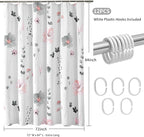 QiyI Extra Long Shower Curtain 72 x 84, Modern Watercolor Floral Bath Curtain, 3D Embossed Textured Grey Pink Flower Cloth Bathroom Curtains, Waterproof Fabric Farmhouse Shower Curtain Set with Hooks