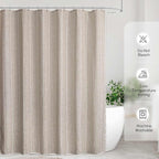 WELTRXE Boho Shower Curtain with Tassel Modern Farmhouse Shower Curtain Set, Rustic Bathroom Decor, Heavy Duty Fabric Water Repellent with Hook, Taupe, 72x72 Inches