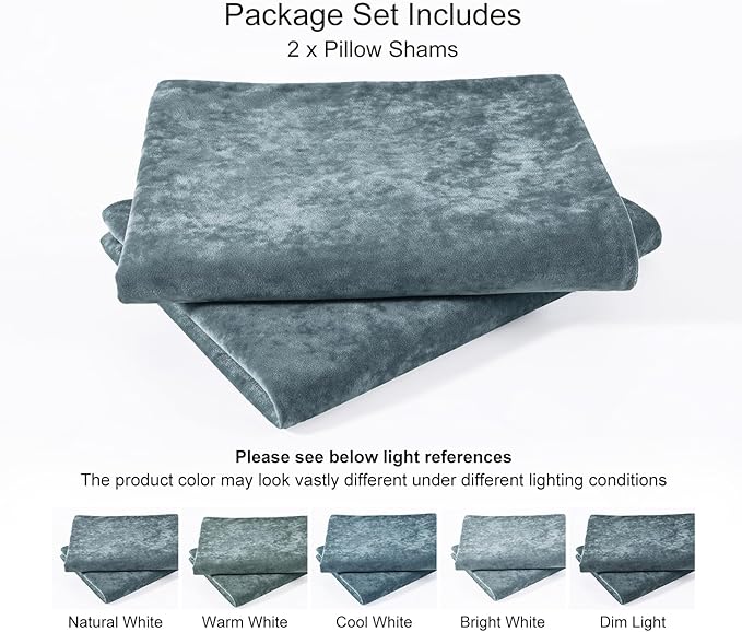 PHF Truly Velvet Pillowcases Standard Size, No Insert, 2 Pack Ultra Soft Breathable Pillow Shams Covers with Envelope Closure, 20" X 26" Luxury Cozy Warm Fuzzy Flannel, Stormy Blue