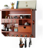DOPACE Key Holder for Wall, Mail and Key Holder, Mail Organizer Wall Mount with Storage Drawer and 10 Hooks, Easy Installation Keys Holder on Wall, Auburn
