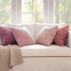 MIULEE Pack of 4 Purple Pink Corduroy Decorative Throw Pillow Covers 20x20 Inch Soft Boho Striped Pillow Covers Modern Farmhouse Home Decor for Winter Sofa Living Room Couch Bed