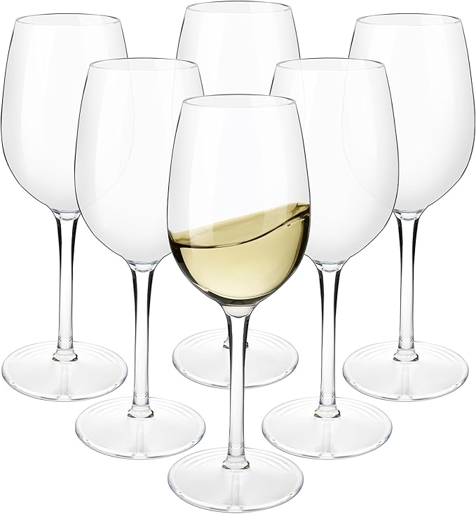 Tritan-Plastic Floating Red Wine Glasses for Pool Set of 6, 12.5 oz Holiday Drinkware Durable Wine Glasses with Long Stem, Ideal for Home, Party, Wedding, Beach