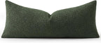 MIULEE Textured Boucle Throw Pillow Cover Christmas Dark Green Accent Solid Lumbar Pillow Case Decorative Soft Pack of 1 Couch Cushion Chair Sofa Bedroom Livingroom Home Decor,36x14 Inch