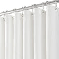 Linen Shower Curtain with 6 Hooks Modern Heavy Duty Washable Fabric Curtain Set Waterproof Thick Cloth Shower Curtains for Bathroom Bathtub Washable, W36*L70, White