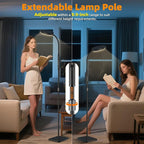 Floor Lamp, Adjustable Height Floor Lamps for Living Room Bedroom, 120 LED Super Bright Standing Lamp Remote & Touch Control Dimmable Gooseneck Tall Stand Reading Lamp for Office Craft, Black