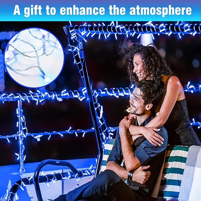 70FT with 210 LEDs – Designed with 210 LEDs on a 70FT Strand, These Lights Create a Dazzling Blue Glow That’s Ideal for Wrapping Trees, Decorating Windows, Stair Rails, or patios(Blue)