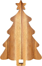 16.5" Wooden Christmas Tree Charcuterie Boards Acacia Wood Cutting Board with Handle Christmas Kitchen Decor Gifts Xmas Serving Cheese Board Festive Decorative Food Tray Holiday Xmas Tree Platters