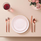TP 6-Piece Melamine Plates Set, 10.5-Inch Reusable Dinner Plates for Picnic, Party, BBQ & Camping, Dishwasher Safe Lightweight Tableware, Light Pink