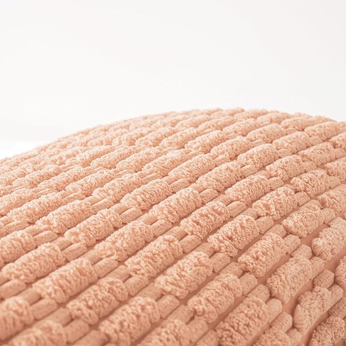 Fancy Homi Peach Long Body Lumbar Lumbar Decorative Throw Pillow Covers 20x54 Inch for Bed Couch Bedroom Bench, Soft Corduroy Rectangle Solid Pillow Case, Rustic Farmhouse Boho Room Decor