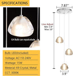 Modern Chandelier Crystal Pendant Light for Kitchen Island Dining Room Bedroom Hallway Silver