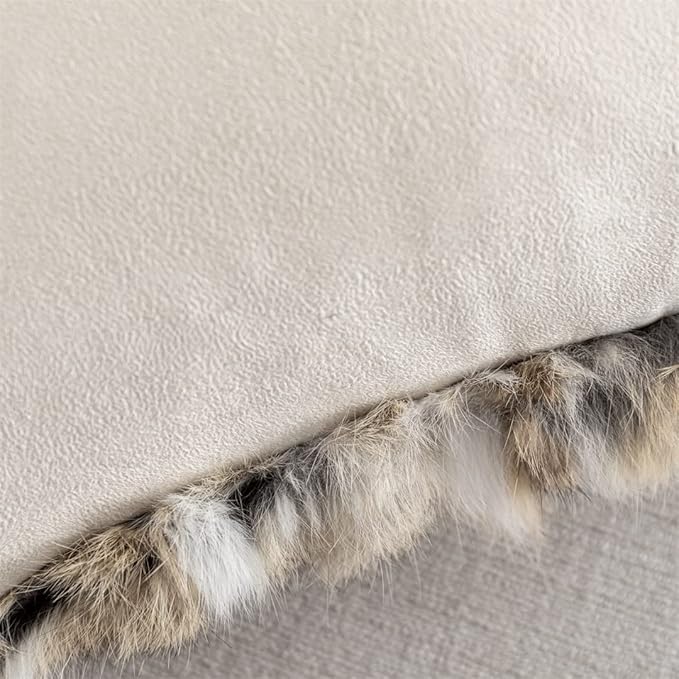 Luxury Rabbit Hide Skin Fur Pillowcases Cushion Cover Soft Throw Cases for Bedroom Cushion Cover (Yellow, 45×45cm（18in×18in）)