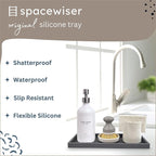 Countertop and Vanity Tray - 11.7" Silicone Bathroom Tray Countertop, Dish Soap Trays for Kitchen Counter, Sink Organizer Caddy Accessories, Toilet Plant Shower Makeup Mat Oil Holder
