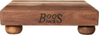 John Boos B Series Square Wooden Walnut Cutting Board 9”x9” – 1.5” Thick, 3-lb Non-Reversible Butcher Block with Wood Bun Feet & Edge-Grain