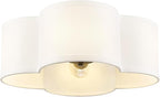 Black Flush Mount Ceiling Light, 4-Light 14Inch Light Fixtures Ceiling Mount with Fabric Shade in Quatrefoil Shape, Ceiling Light for Nursery Hallway Bedroom Kitchen, AD-22007-4C-BK