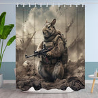 Funny Anime Shower Curtain Abstract Squirrel Theme Bathroom Bathtubs Fabric Aesthetic Shower Curtain Set with 12 Hooks 72 x 78 inches Waterproof Machine Washable Grey and Black