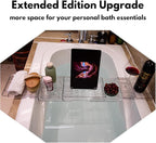 (Extended Edition) Expandable Bathtub Tray for Tub, Clear & Easy Maintenance Acrylic Bath Organizer for Relaxing Spa, Bath Tub Caddy Tray Fits Most Bathtubs and Bathroom Décor Style