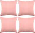 Boao 4 Pack Christmas Decorative Outdoor Waterproof Throw Pillow Covers Square Patio Balcony Garden Waterproof Cushion Case PU Coating Pillow Shell for Couch Bed Patio Sofa, 18 x 18 Inch(Pink)