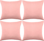 Boao 4 Pack Christmas Decorative Outdoor Waterproof Throw Pillow Covers Square Patio Balcony Garden Waterproof Cushion Case PU Coating Pillow Shell for Couch Bed Patio Sofa, 18 x 18 Inch(Pink)
