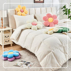 Purple Flower Pillow, 19.6" Cute Flower Shaped Floor Pillow, Aesthetic Floral Plush Daisy Decorative Throw Pillows for Bed Sofa Couch