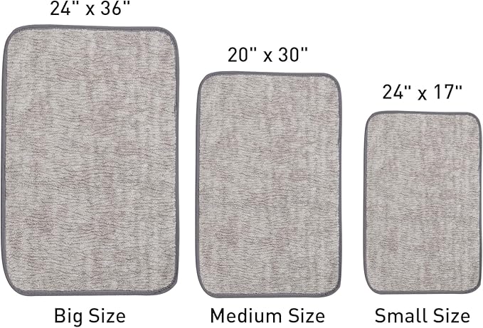 Bath Mats 36x24 Non-Slip Absorbent Bathroom Rug, Quick Dry Machine Washable Shower Tub Mat with Rubber Backing, Soft Floor Carpet for Bathroom Decor Bark Light Gray
