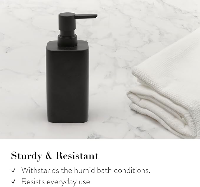 ZCCZ Matte Black Bathroom Accessory Sets, 4 Pieces Bathroom Accessories Complete Set Vanity Countertop Accessory Set, Includes Lotion Dispenser Soap Pump, Tumbler, Toothbrush Holder and Tray