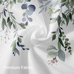 Eucalyptus Shower Curtain, Dark Green Watercolor Leaves with Floral Botanical Bathroom Decor, Waterproof Fabric Bath Curtain Set with Hooks, 72x78 Inches
