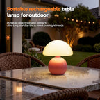 NIORSUN Mushroom Lamp Table Lamp for Bedroom, Portables Cordless Table Lamp,Wireless lamp,Small Bedside Table Touch Lamps for Living Room,Mini Mushroom 5200mAh Battery Operated Lamp Modern Pink