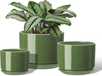 EFISPSS Ceramic Plant Pots, 4+5+6 Inch Pots for Indoor Plants, Planter Pot with Drainage Hole,Flower Pots for Succulent Cactus,Set of 3 - Patina