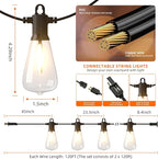 Kawaya 240FT String Lights for Outdoor Patio Waterproof LED Outside Lighting Commercial Grade 120+4 Bulbs Shatterproof Vintage String Lights for Outside Yard Balcony Bistro Porch Gazebo (120FTx2)