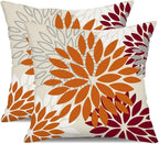 DFXSZ Orange Wine Red Flower Pillow Covers 16x16 Inch Set of 2 Outdoor Throw Pillows Outdoor Waterproof Decor for Living Room Sofa Patio Funiture Garden Floral Polyester Pillow Covers 002S16