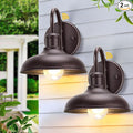 2-Pack Dusk to Dawn Gooseneck Outdoor Light Fixtures, Farmhouse Barn Lights for Porch, Industrial Brown Exterior Wall Sconce for Garage, Patio, E26 Base Anti-Rust for Garage Frontdoor Entryway Doorway