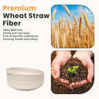 Homienly Wheat Straw Dinner Plates Set of 8, Unbreakable, Dishwasher & Microwave Safe, Modern Style, 9 inch, Beige