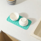 Silicone Dish Drying Mat for Multiple Usage,Easy clean,Eco-friendly,Heat-resistant Silicone Mat for Kitchen Counter or Sink,Refrigerator or Drawer Liner Mint S 12 inches x 6 inches