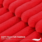 Pallene Faux Fur Plush Christmas Throw Pillow Covers 24x24 Set of 2, Luxury Soft Fluffy Striped Decorative Pillow Covers for Sofa, Couch, Living Room, Red